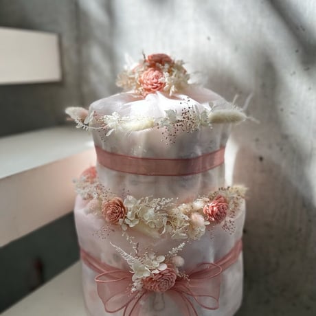 オムツケーキ　ピンク系
