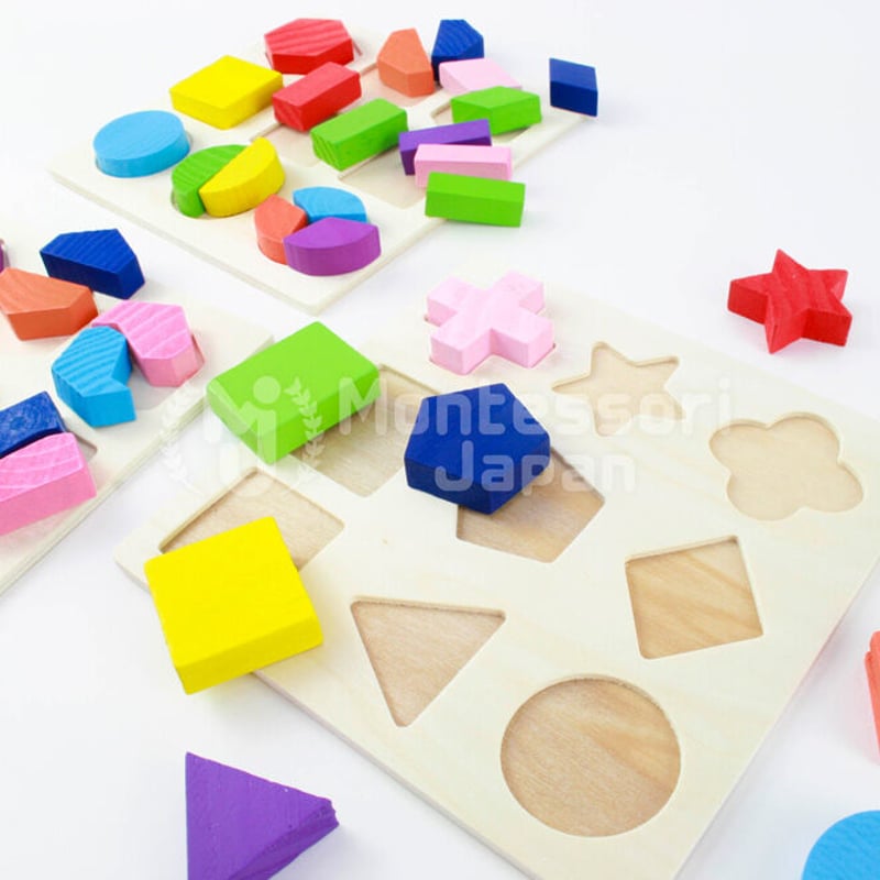 木のおもちゃ 知育玩具 積み木 型はめ 形合わせ パズル | Montessori Japan