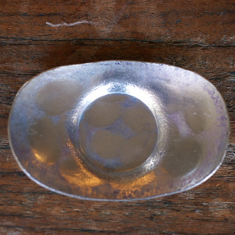 手作り錫器 茶托 錫 玉露 大槌目 小判形 5枚セット 茶器 | 鎌倉清雅堂