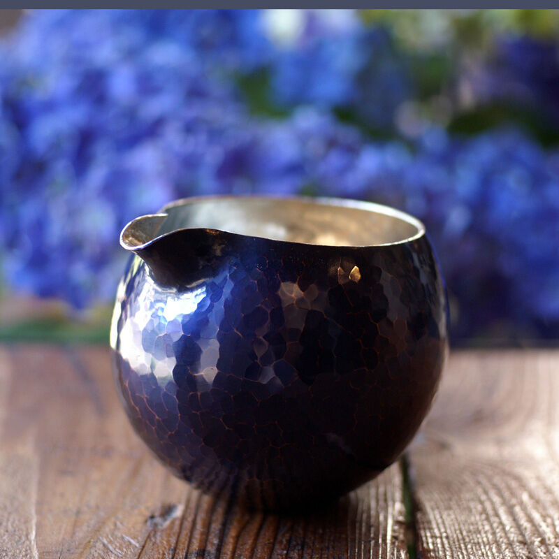 手作り銅器 徳利 片口 青藍色 内錫 一合用 酒器【日本酒】【亮】 冷酒