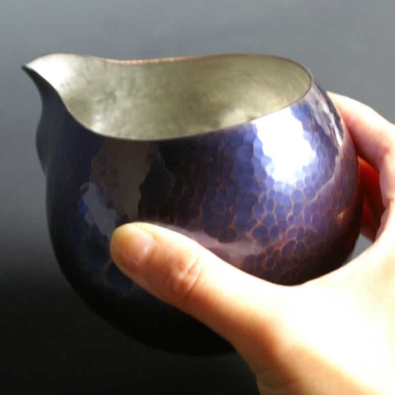 手作り銅器 徳利 片口 青藍色 内錫 酒器【日本酒】【亮】 冷酒 工芸品