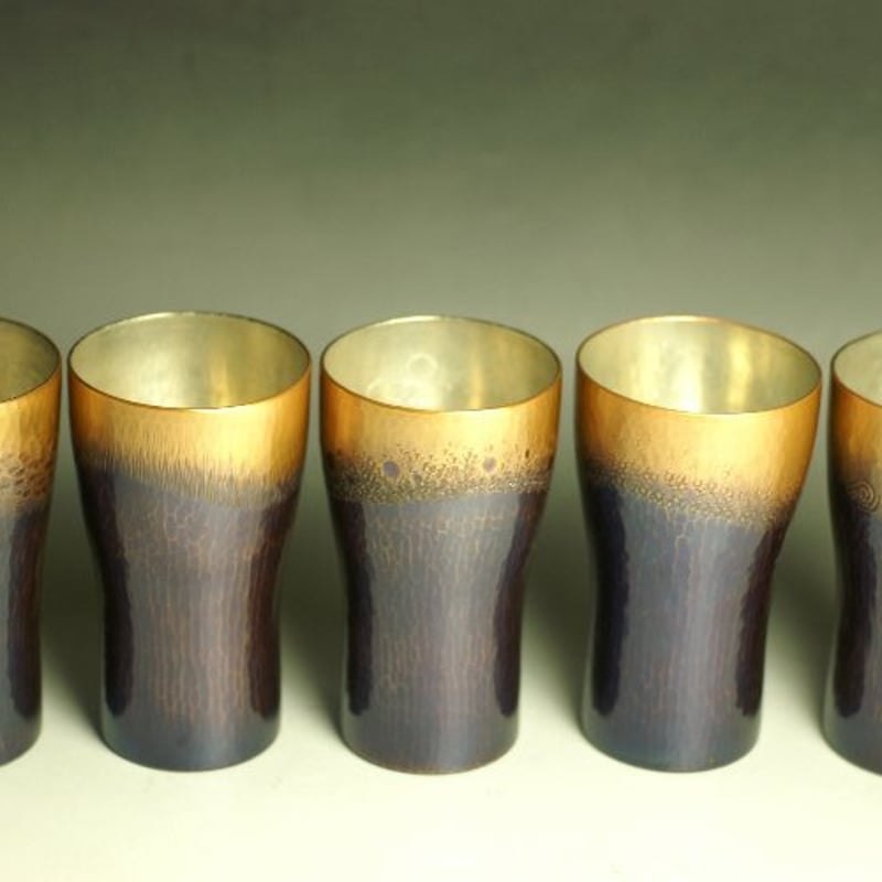 銅のタンブラー　5セット 手作り銅器 タンブラー5客揃え 酒器【ビール】【逸品ギフト