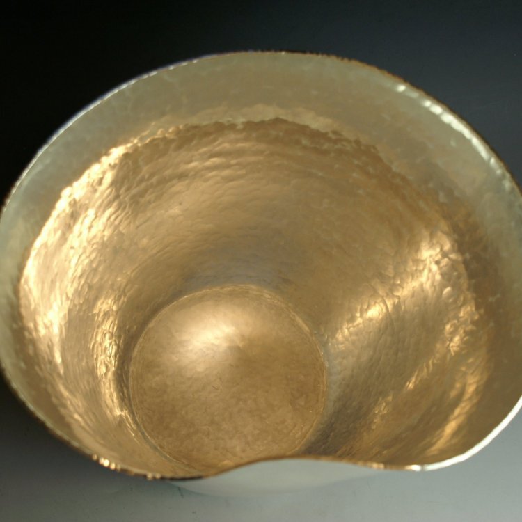 陶器の花模様の器 金色持ち手付き ワインクーラー 手作り銅器 ワインクーラー 銀仕上 3本挿 酒器【ワイン】【逸品ギフト