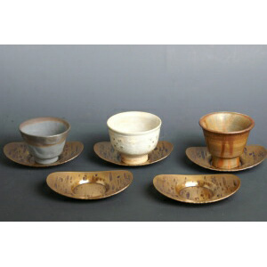 手作り銅器 茶托 玉露 小判形 生地色 5枚セット 茶器【工芸ギフト