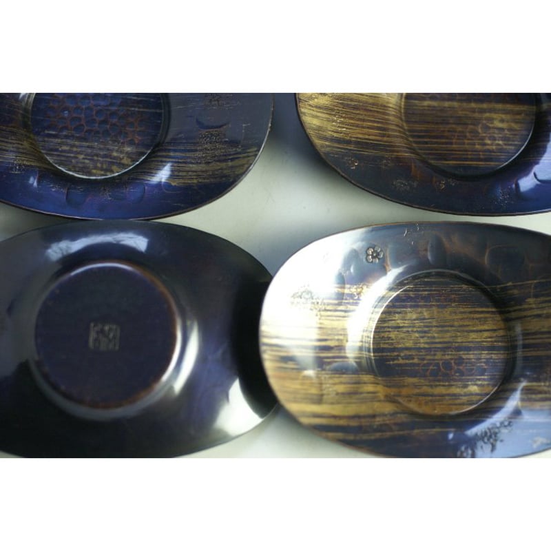 手作り銅器 茶托 玉露 小判形 風紋 5枚セット 茶器【工芸ギフト
