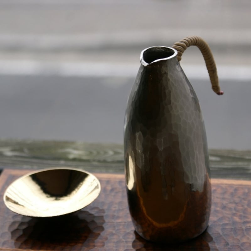【新品未使用】錫半　酒器　本錫　ぐい呑み　徳利　ちろり　酒盃　昭和レトロ　盃 錫光 日本製 錫酒器 つちめ 3点セット （ちろり 盃2個） ロクロ