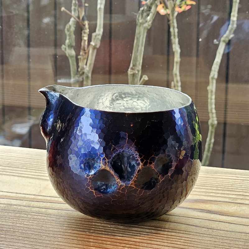 手作り銅器 徳利 片口 青藍色 内錫 酒器【日本酒】【亮】 冷酒 工芸品