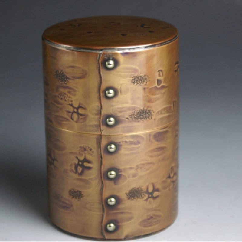 茶筒 銅 手づくり 生地色 七半斤 茶器 【工芸ギフト】 【引出物御祝
