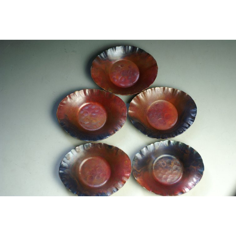 手作り銅器 茶托 茜 芋形 5枚組 茶器【工芸ギフト】 | 鎌倉清雅堂