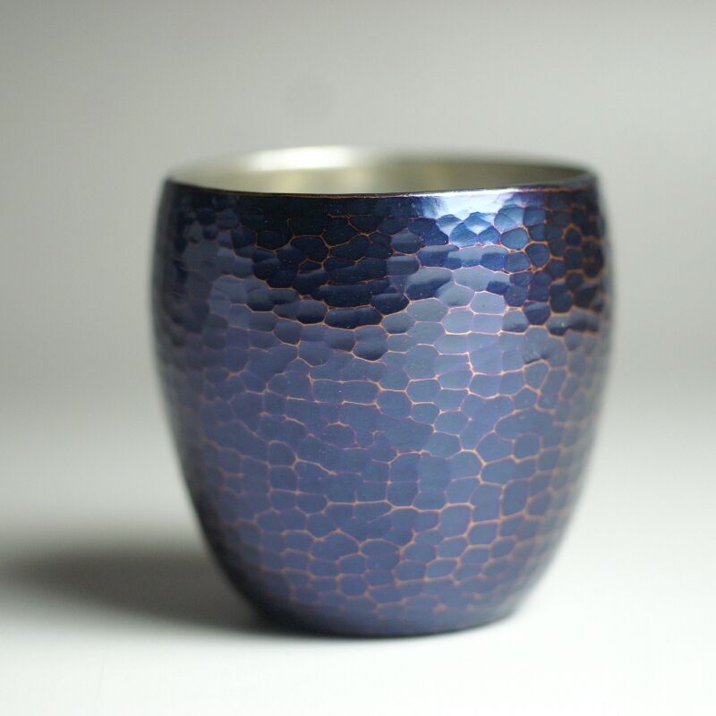 ぐいのみ 銅器 青藍色 内錫 百年物語 手作り 酒器【日本酒】【亮