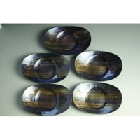 手作り銅器 茶托 　玉露 小判形 風紋 5枚セット 茶器【工芸ギフト】