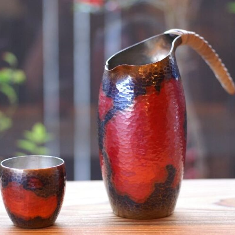 ぐいのみ 銅器 茜色 内錫 錦 百年物語 手作り 酒器【日本酒】【亮