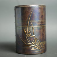 時代物　希少品　茶器　鉄打出　純銀金具　茶托　茶盆純銀刻印（煎茶道具香炉甲冑鍛冶 時代物 希少品 茶器 鉄打出 純銀金具 茶托 茶盆純銀刻印（煎茶