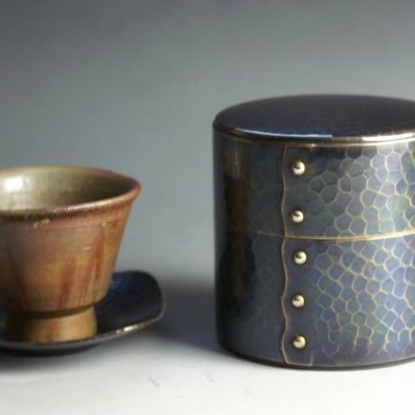 茶筒 銅 手作り 紫金色 八半斤 茶器【工芸ギフト】 工芸品 鍛造 おしゃれ 日本製