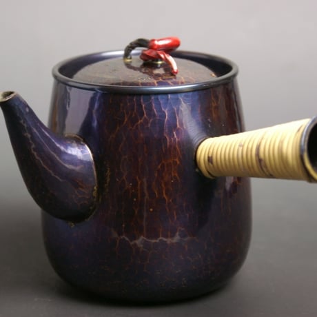 手づくり銅器 急須紫横手高形ひねりつまみ 茶器