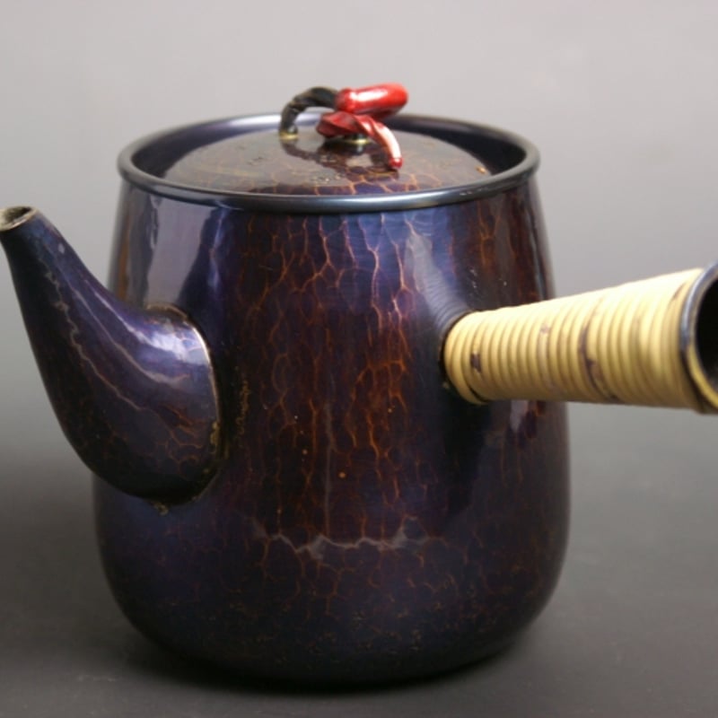 手づくり銅器 急須紫横手高形ひねりつまみ 茶器 | 鎌倉清雅堂