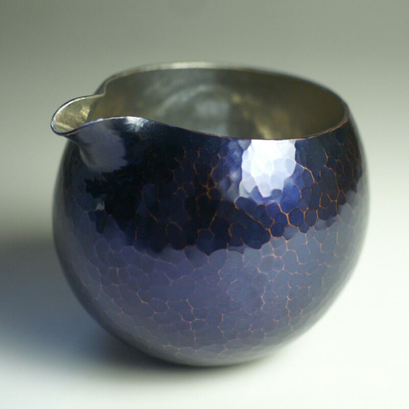 手作り銅器 徳利 片口 青藍色 内錫 一合用 酒器【日本酒】【亮