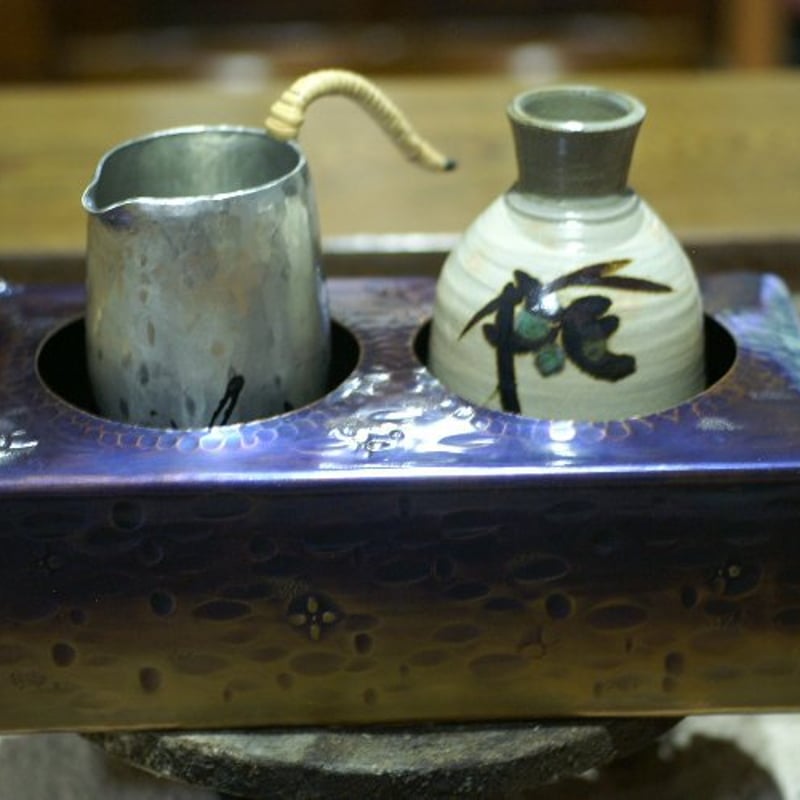 燗銅壺　酒燗器　やかん　レトロ　アンティーク　古道具 手づくり銅器 湯燗（湯かん）穴二ツ用 酒器【日本酒】【プレゼント