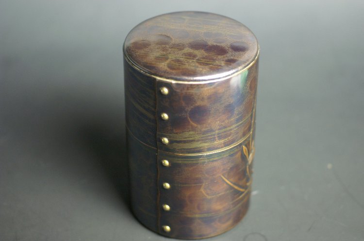 茶筒 銅 手づくり 風紋 春蘭 六半斤 茶器 【工芸ギフト】 工芸品 鍛造