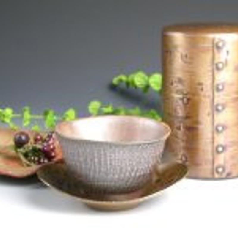 茶筒 銅 手づくり 生地色 六半 茶器【工芸ギフト】【引出物御祝記念品