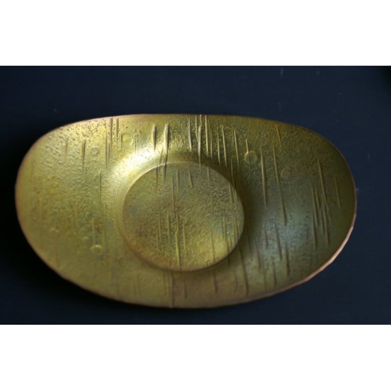 手作り銅器 茶托 玉露 小判形 こがね色 5枚セット 茶器 | 鎌倉清雅堂