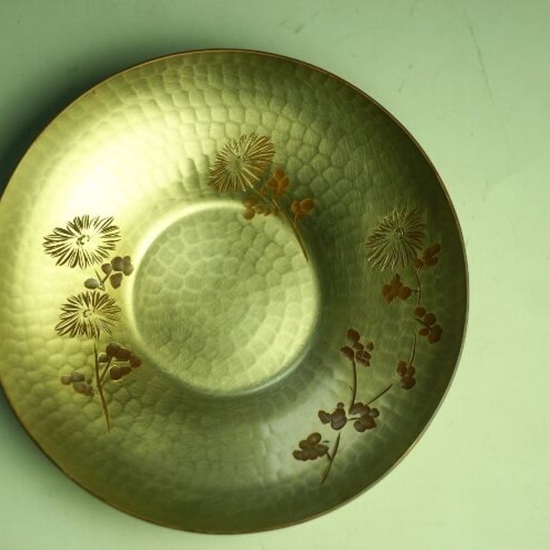 茶托 手作り 銅器 白宣 菊彫文 （5枚組） 茶器【工芸ギフト】 | 鎌倉清雅堂