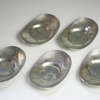 手作り銅器 茶托 玉露 小判形 生地色 5枚セット 茶器【工芸ギフト