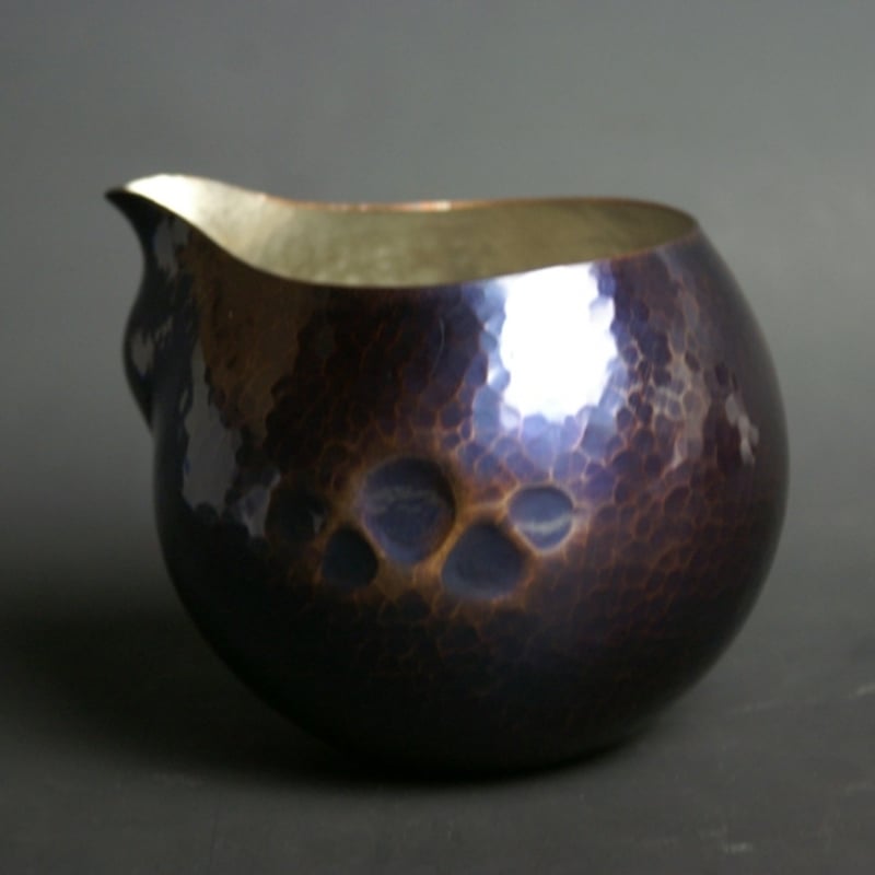 手作り銅器 徳利 片口 青藍色 内錫 酒器【日本酒】【亮】 冷酒 工芸品