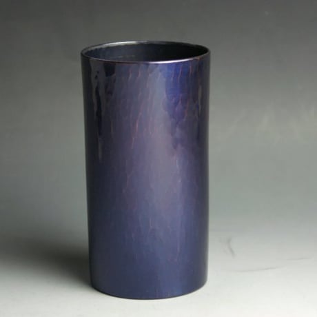 花瓶 筒形 一輪挿 紫 花器 銅製 工芸品 鍛造 手づくり おしゃれ 日本製 工芸 引き出物 記念品 ギフト