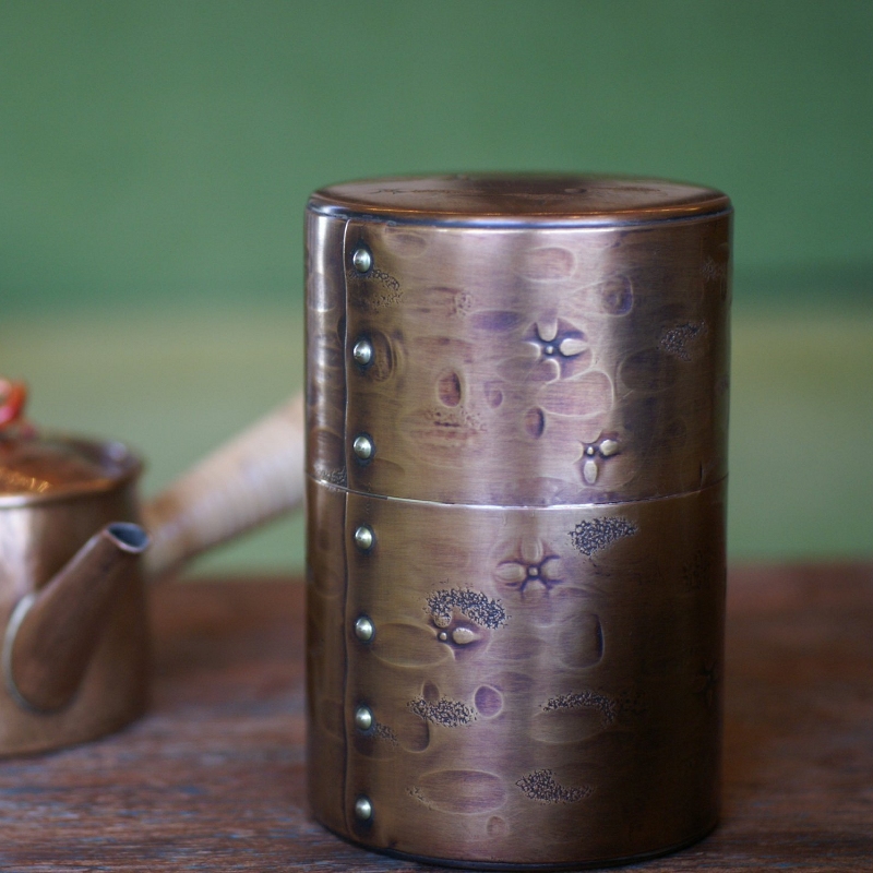 茶筒 銅 手づくり 生地色 六半 茶器【工芸ギフト】【引出物御祝記念品