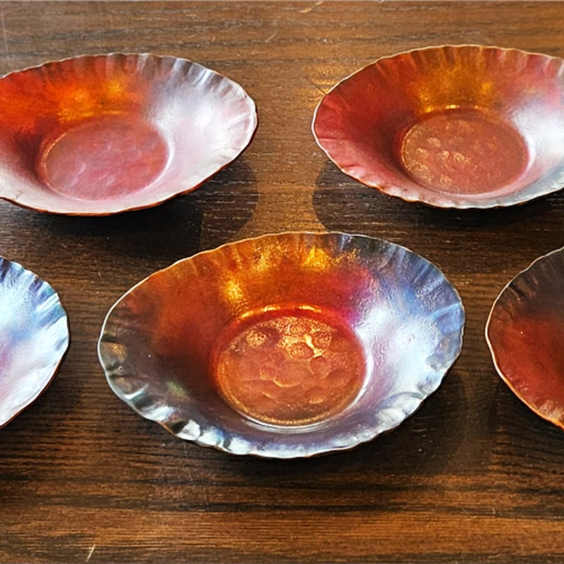 手作り銅器 茶托 茜 芋形 5枚組 茶器【工芸ギフト】 | 鎌倉清雅堂