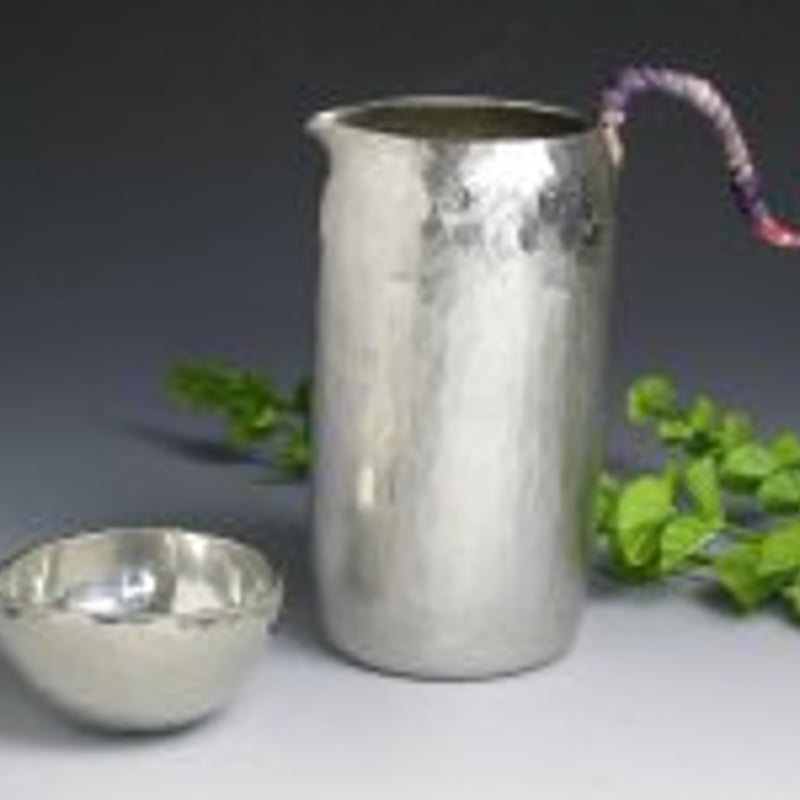 錫製 間村自造 酒器揃 千呂利蓋付２個 酒杯５個 鉢 B-253 錫製 本錫 酒器7点セット ちろり お猪口 ちろり2個 猪口5個 盃