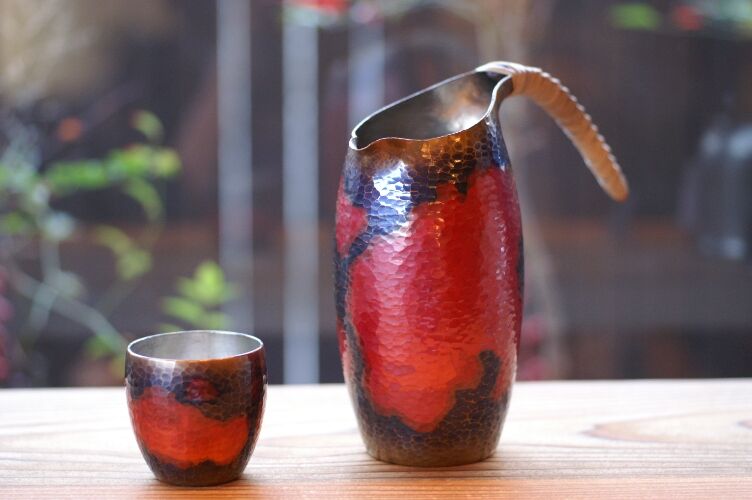 ちろり　酒燗器　陽物　陰陽　銅打出し　大正時代 ちろり 銅器 茜色 内錫 錦 百年物語 手作り 酒器【日本酒】【亮