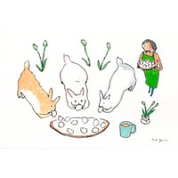 ポストカード Hitokuchi「うさぎの しっぽみたいな おかし」おぐまこうき