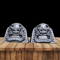 4寸阿吽セット笑鬼・守護鬼瓦（台座付き）現在即納可能