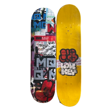 MQ × LOW KEY SKATE DECK 8.0 Mini Map - MQ x Low Key Skateboard | MQUE