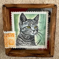[Krabat23] スウェーデン切手を使った猫のブローチ
