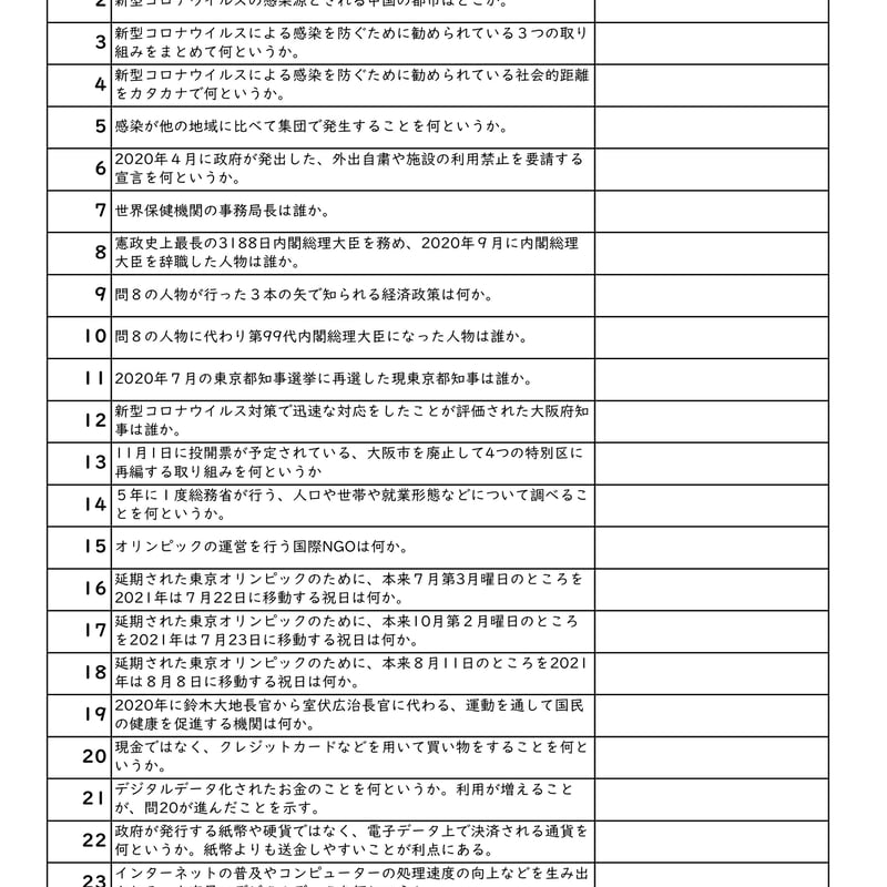 中学受験社会 演習用時事問題集2020 | tyuukisya's STORE