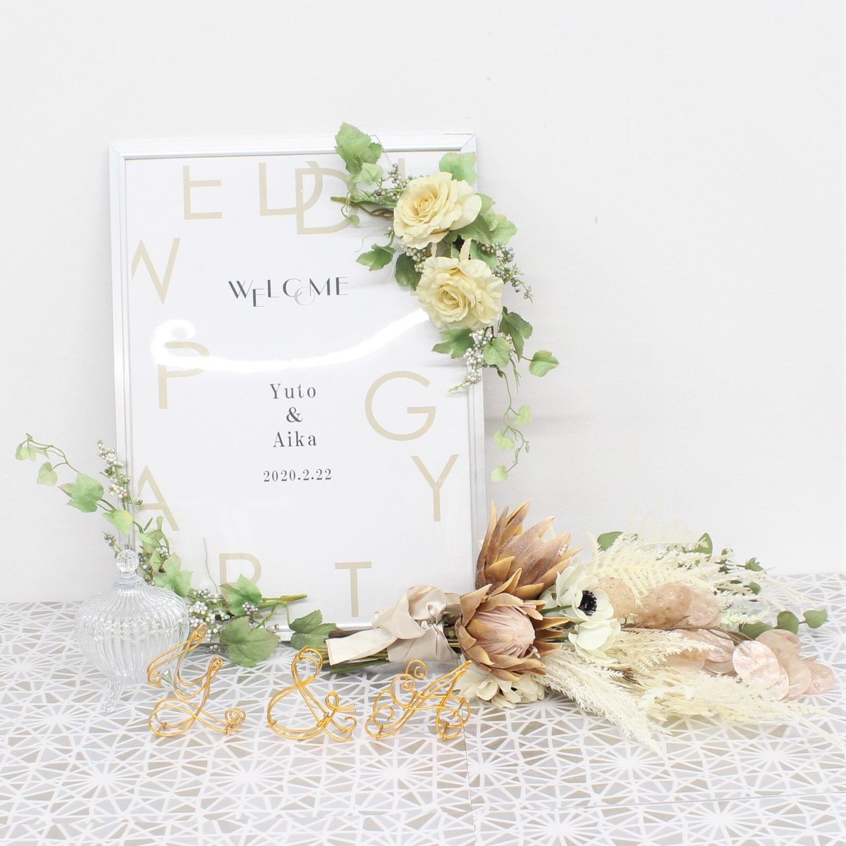 イニシャルフラワー〈3つセット〉ウエディング♡オブジェ   ハンドメイド イニシャルフラワー〈3つセット〉ウエディング♡オブジェ ハンドメイド