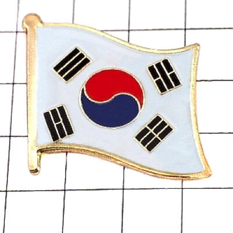 バッジ　韓国　国旗　KOREA ピンバッジ 韓国 の 国旗 デラックス薄型キャッチ付き ピンズ