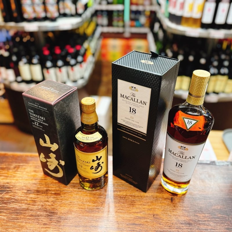 マッカラン2本(12年、18年) サントリー 山崎12年 ＆ ザ マッカラン シェリーオーク18年 2本飲み