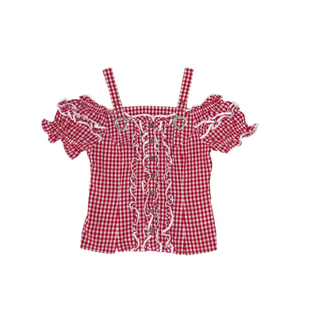 Lovely heart gingham check blouse