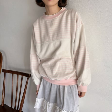 Vintage baby pink stripe sweat