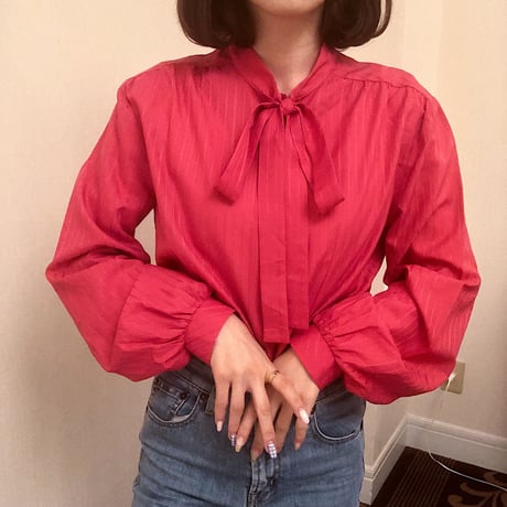 Raspberry pink ribbon  blouse