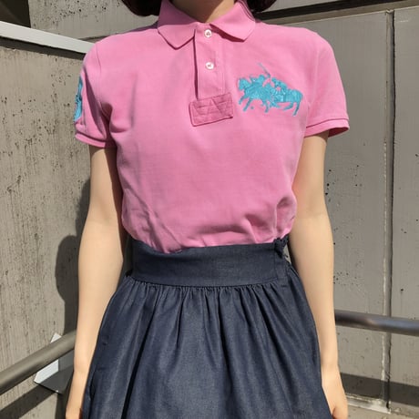 【Used polo shirt】『3』vivid pink