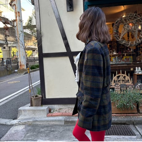 Vintage British check wool coat