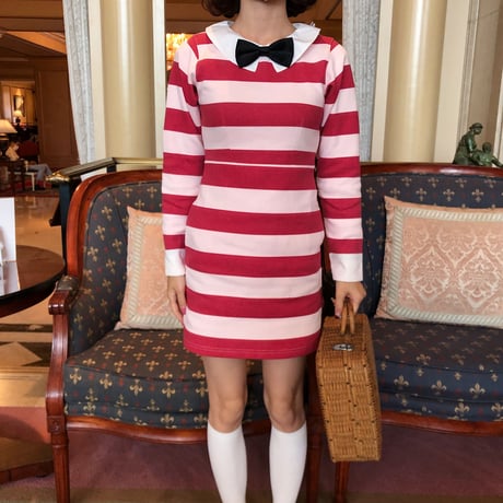 Classical girl stripe one-piece