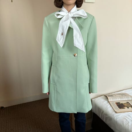 Vintage mint collarless spring coat