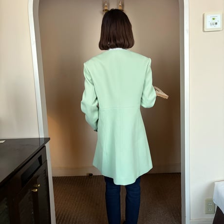 Vintage mint collarless spring coat