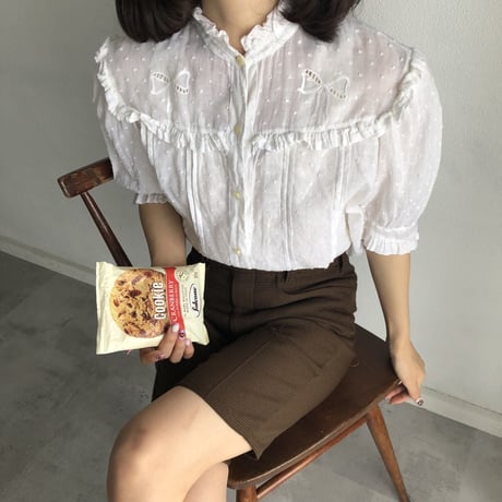 Vintage girly ribbon embroidery blouse